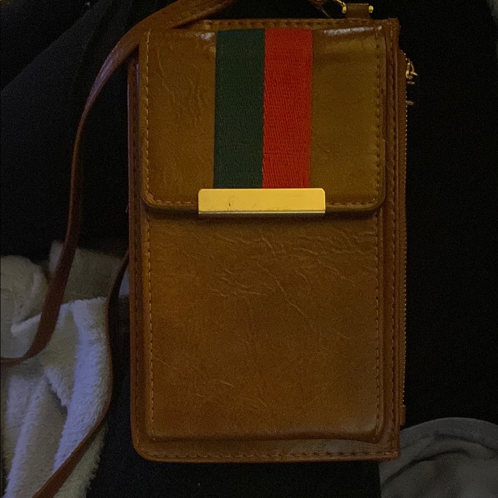 Alba Brown Crossbody Bag with Stripe Accent